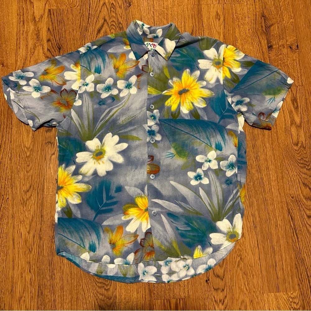 Jams World Multicolor Hawaii floral collared short sleeve shirt front pocket S